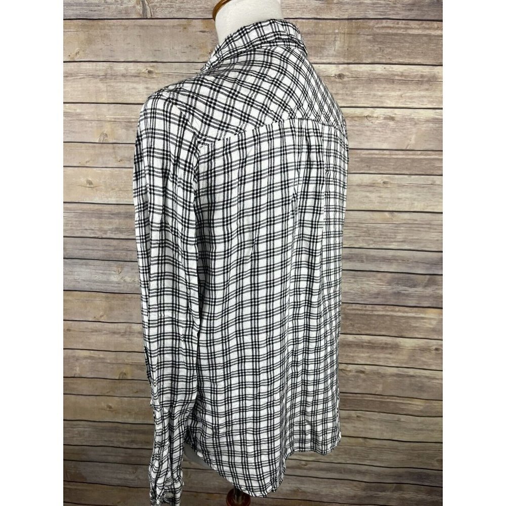 Universal Thread Medium Plaid Button Up Blouse Bl… - image 5
